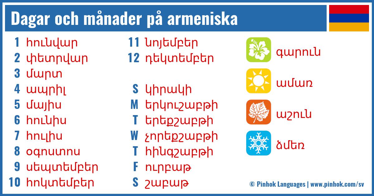 Dagar och månader på armeniska